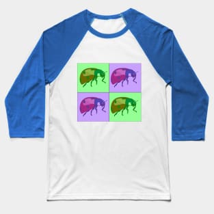 Ladybug Pop Art - Purple and Green Baseball T-Shirt